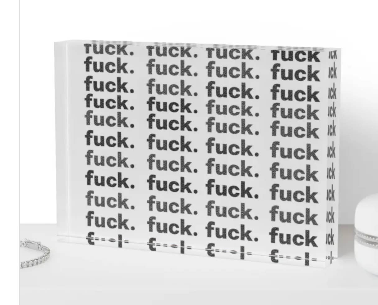 My Favorite Word Fuck Crystal Block Table Decor