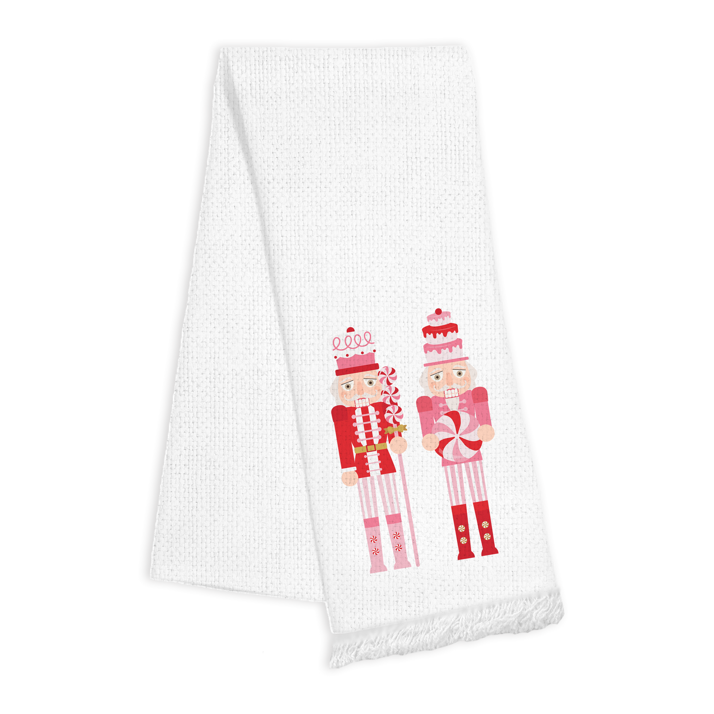 Fringe Towels - Nutcrackers Pink