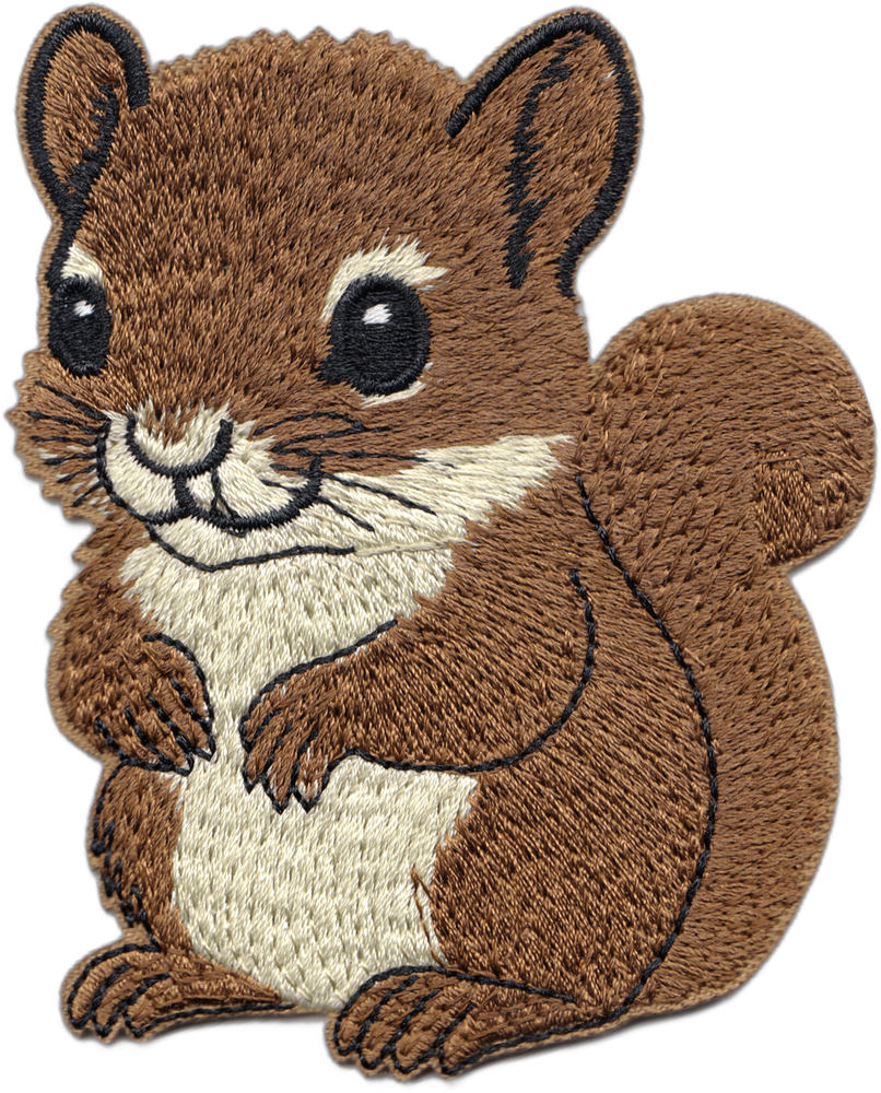 Baby Squirrel Embroidered Iron-On Patch