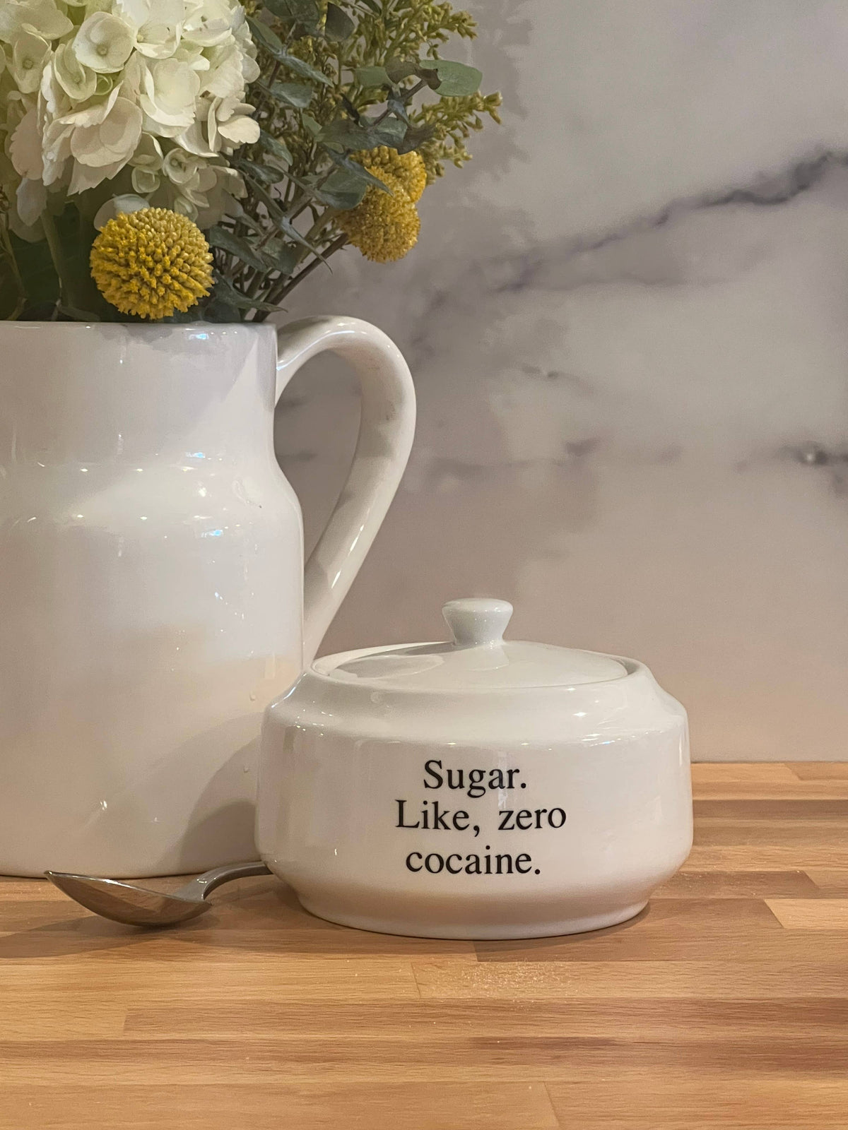 Suspicious White Substance Porcelain Sugar Bowl with Lid