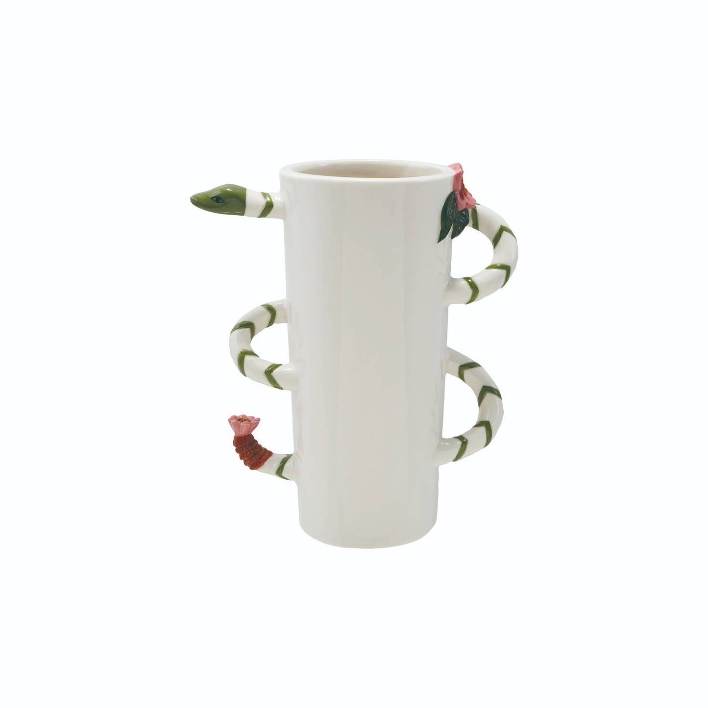Stoneware Vase w 3D Snake (6-3/4"Lx8-1/4"H)