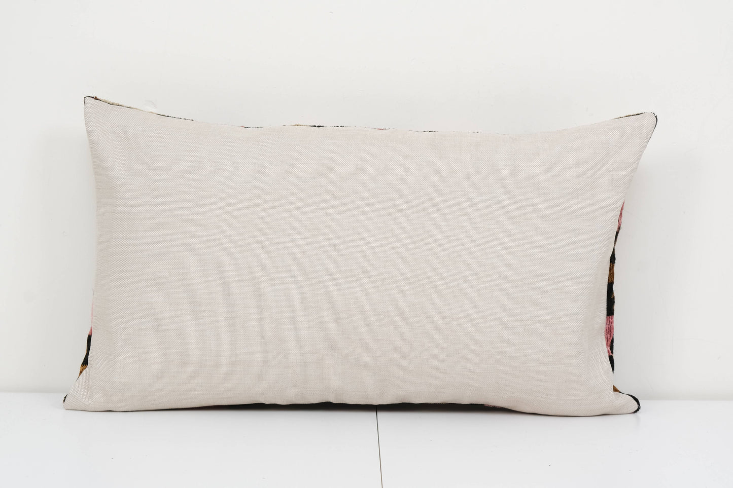 16" x 24" Ikat Pillow, Silk Velvet Pillow Cover, Pink Ikat