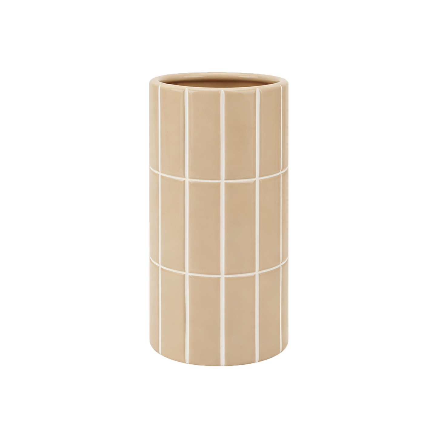 Beige tiled vase, Ø10.5 cm H23 cm