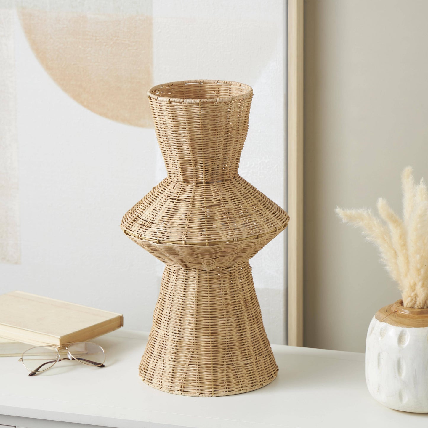 Farmhouse Brown Rattan Vase