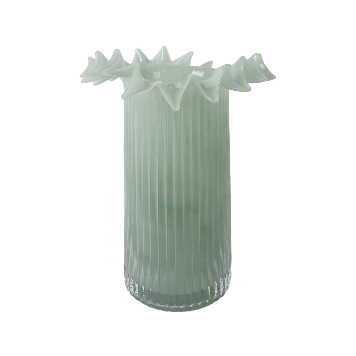 Large matcha ruffle vase D17.5 H26 cm