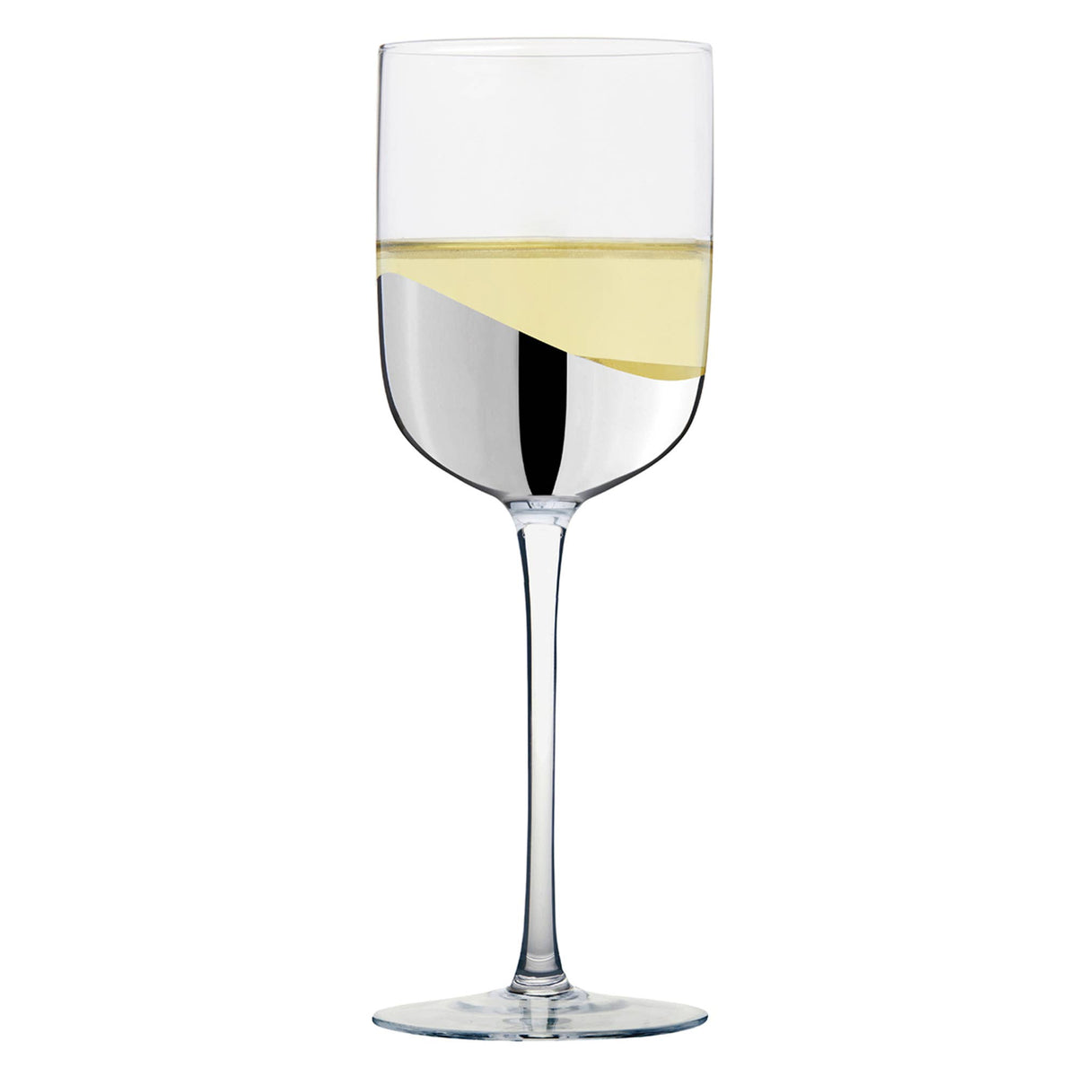 Wave Silver Wine Glasses, Set of 2 – For Red & White Wine – Handcrafted Glassware