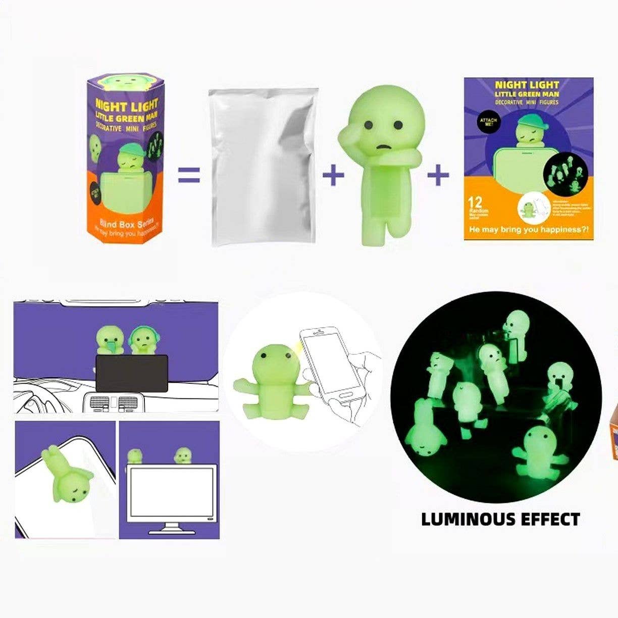 Glow in the Dark Little Green Man Phone Attachment