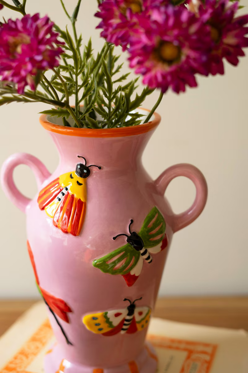 Kalalou Set of 2 Ceramic Butterfly and Moth Vases