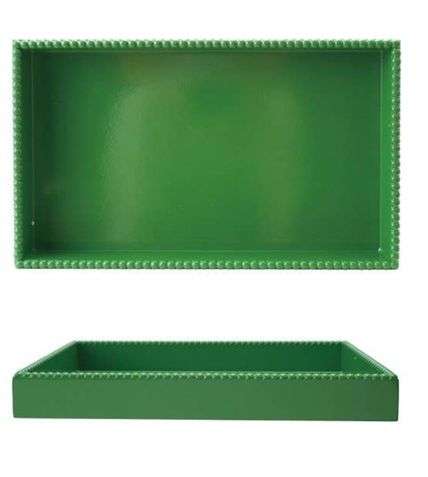 Dark Green Beaded Tray