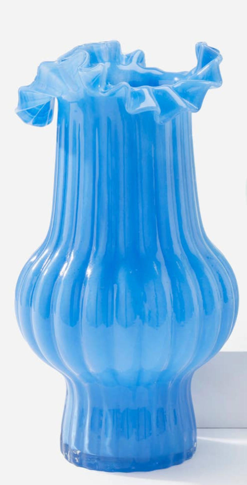 Blue Ruffled Vase