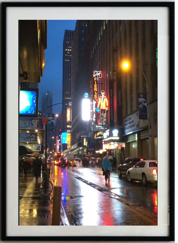 Rainy Night in NYC 11x14 0.875w x 0.875h Black Framed Fine Art Print