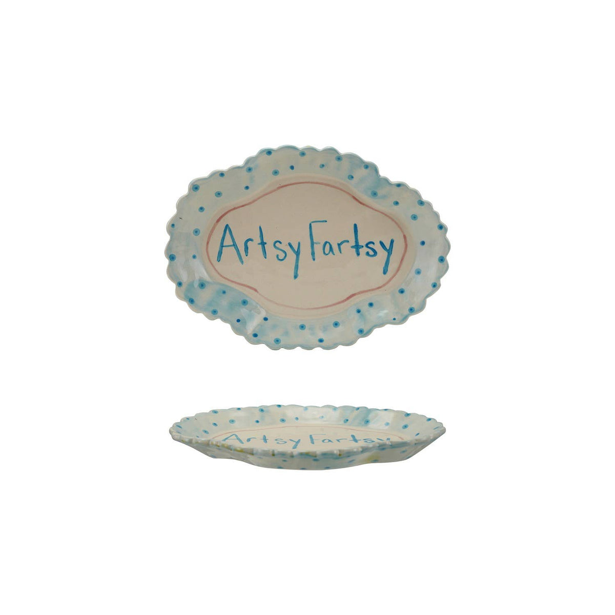 Artsy Fartsy Hand-Painted Stoneware Scalloped Platter