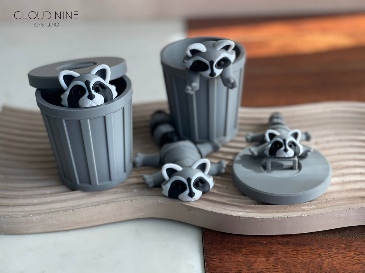 3D Printed Articulated Raccoon Fidget Toy, Cute Raccoon Desk Buddy