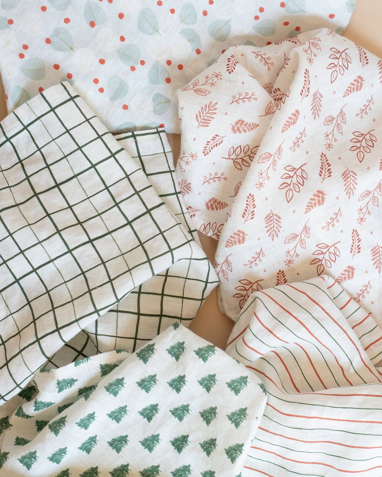 Holiday Stripes Linen Tea Towel