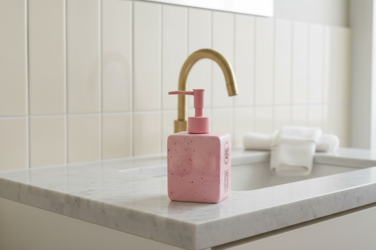 Modern bathroom soap dispenser lifestyle image