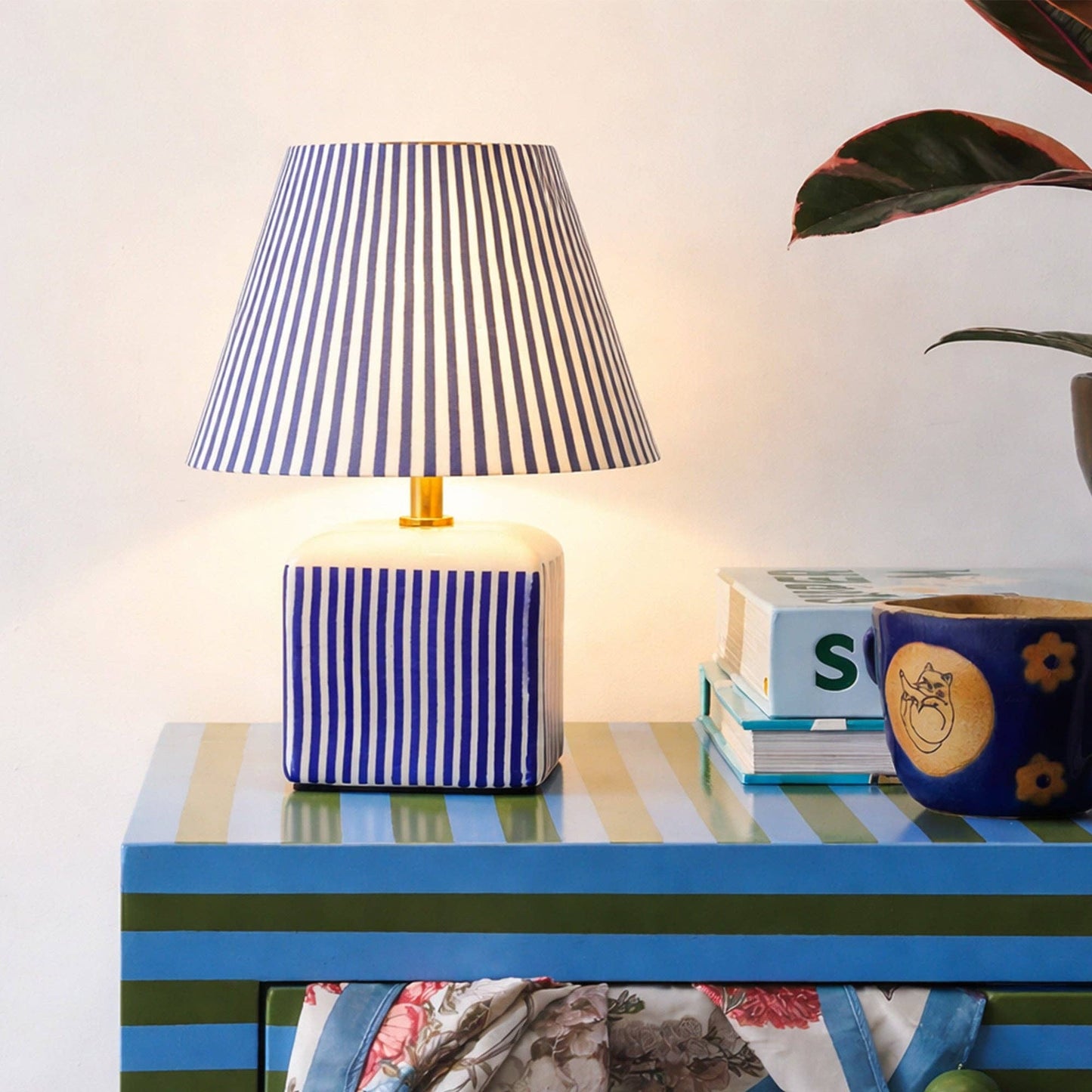 Amaris Ceramic Striped Table Lamp