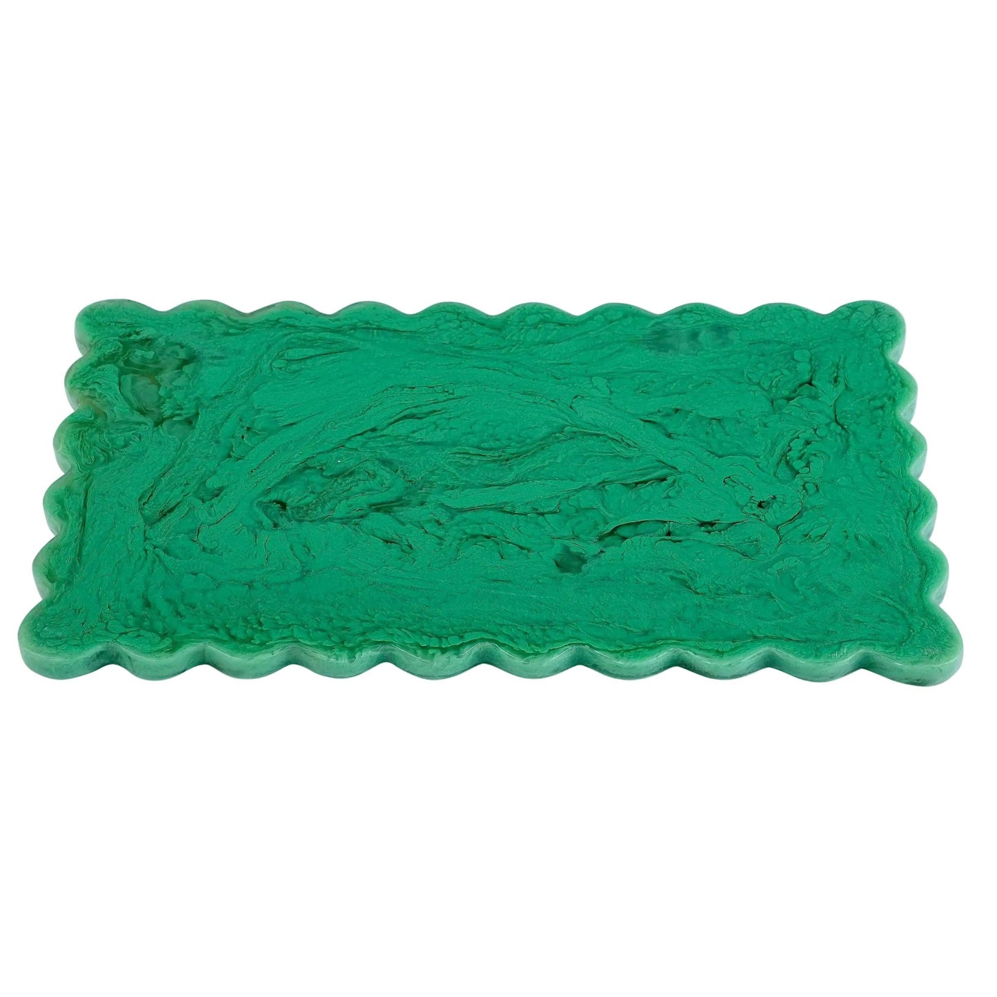 Scallop Rectangular Resin Cheese Board – Green , 14 Inches