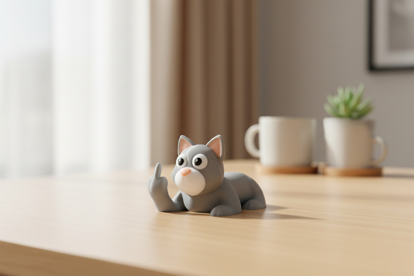 Cat Middle Finger Figurine, Funny Gag Gift