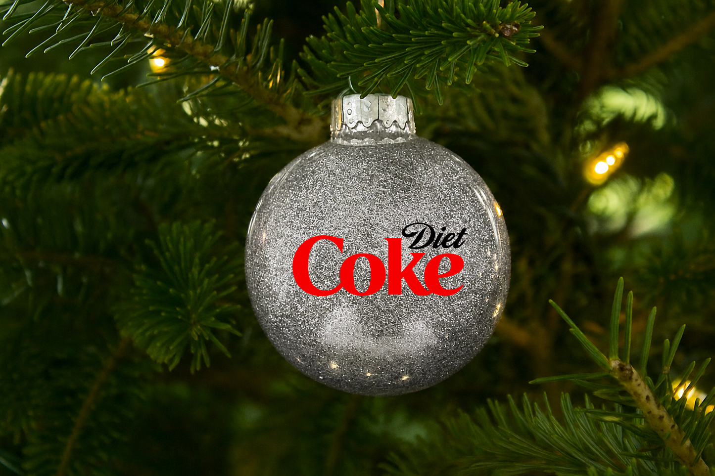 Diet Coke | Ornament | Silver Glitter | Plastic | Soda