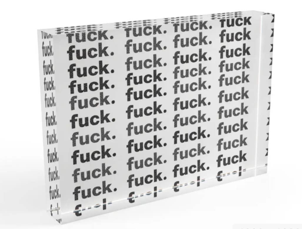 My Favorite Word Fuck Crystal Block  Table Decor    