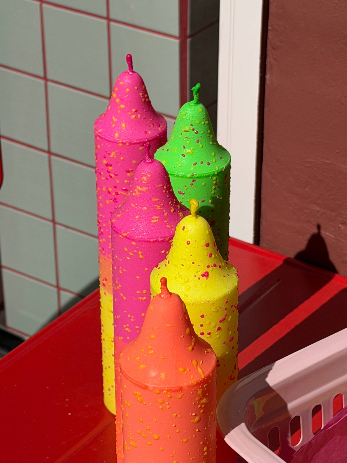 Block Candle, Summer Neon Confetti Mix (quantity of 1)