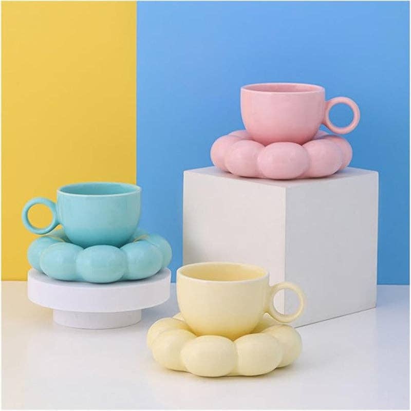 Ceramic Coffee Mug and Cloud Saucer Set