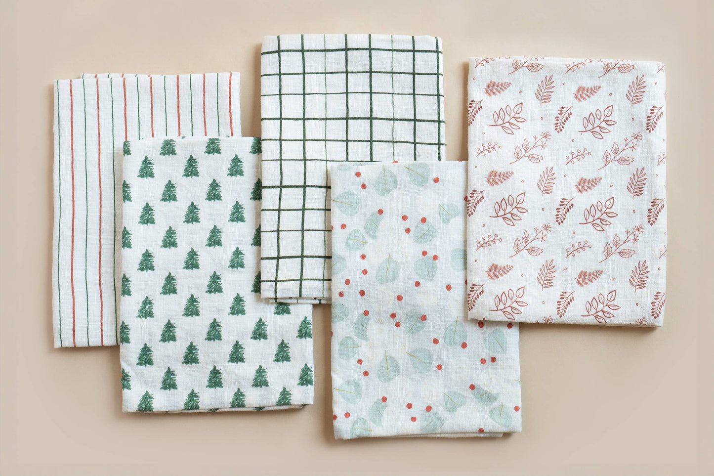 Holiday Stripes Linen Tea Towel