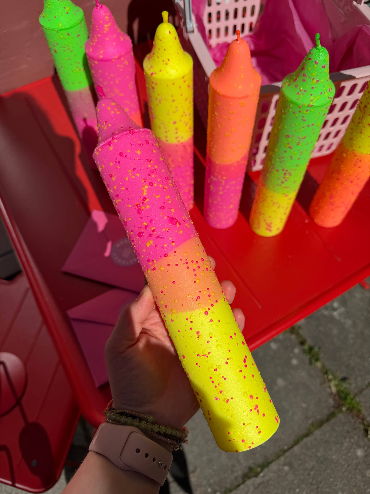 Block Candle, Summer Neon Confetti Mix (quantity of 1)