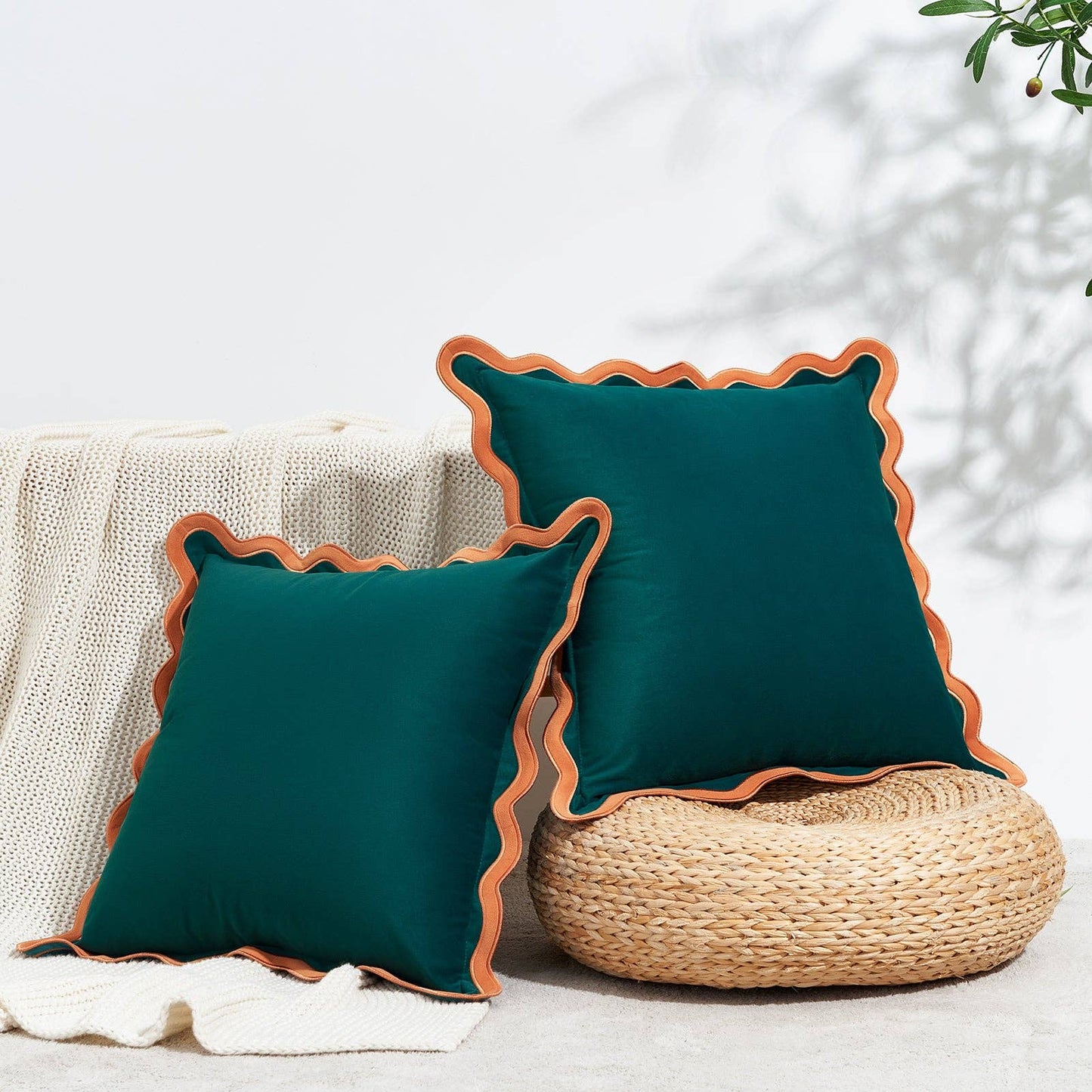 Maleku Pillow Covers Coral/Dark Teal 22"