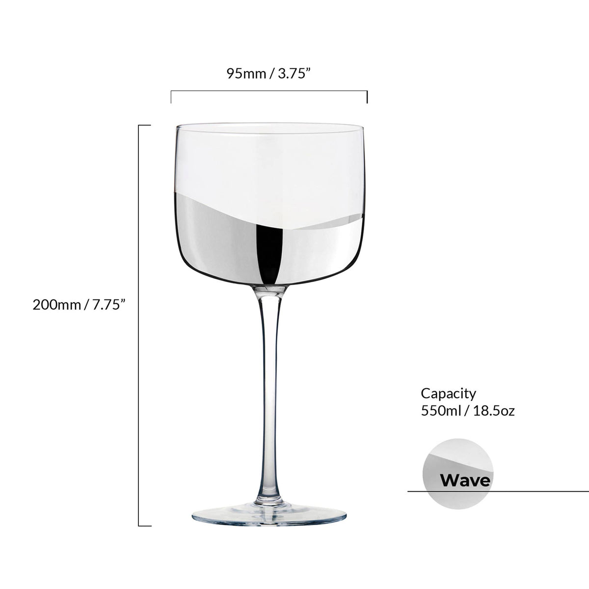 Wave Silver Gin Glasses, Set of 2 – Handcrafted Cocktail Glass Set