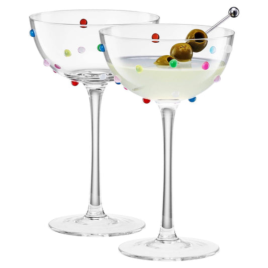 Vintage Confetti Coupe Glasses | Set of 2 | 7.44 oz