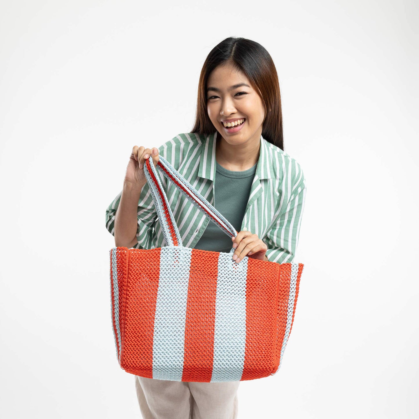 Stripe Raffia Beach Tote
