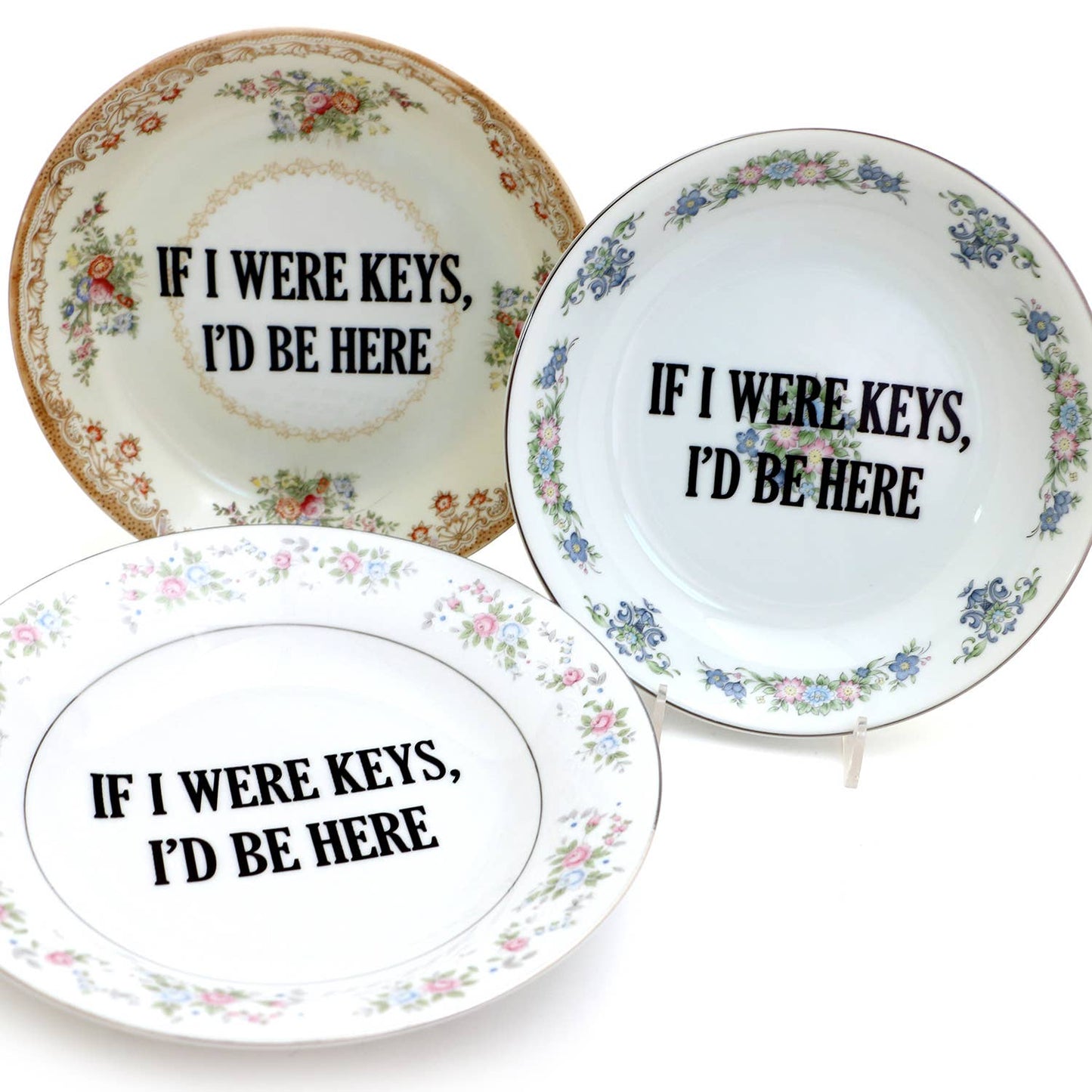 Vintage Upcycled 8" Key Bowl Program "If I Were Keys I'd..."