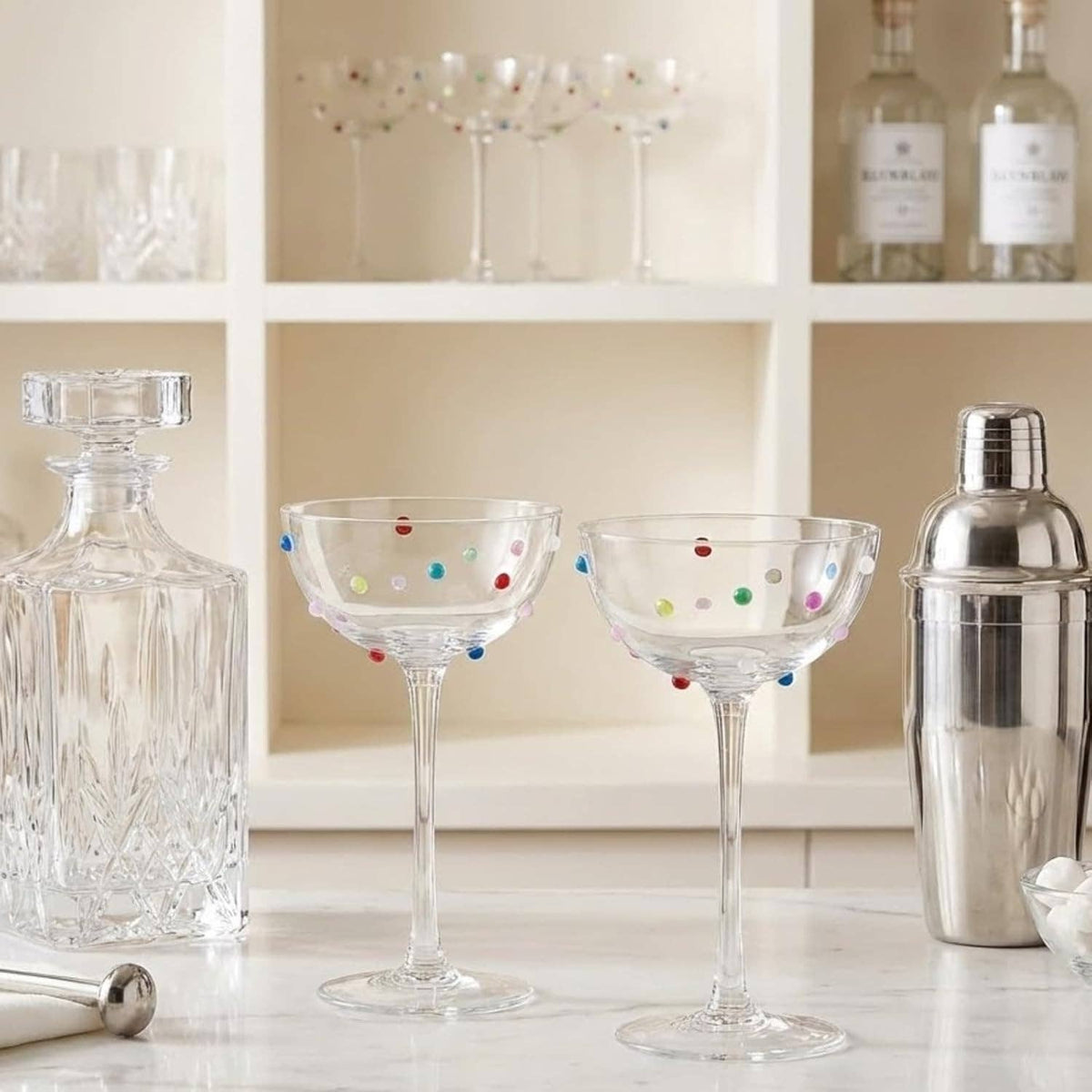 Vintage Confetti Coupe Glasses | Set of 2 | 7.44 oz
