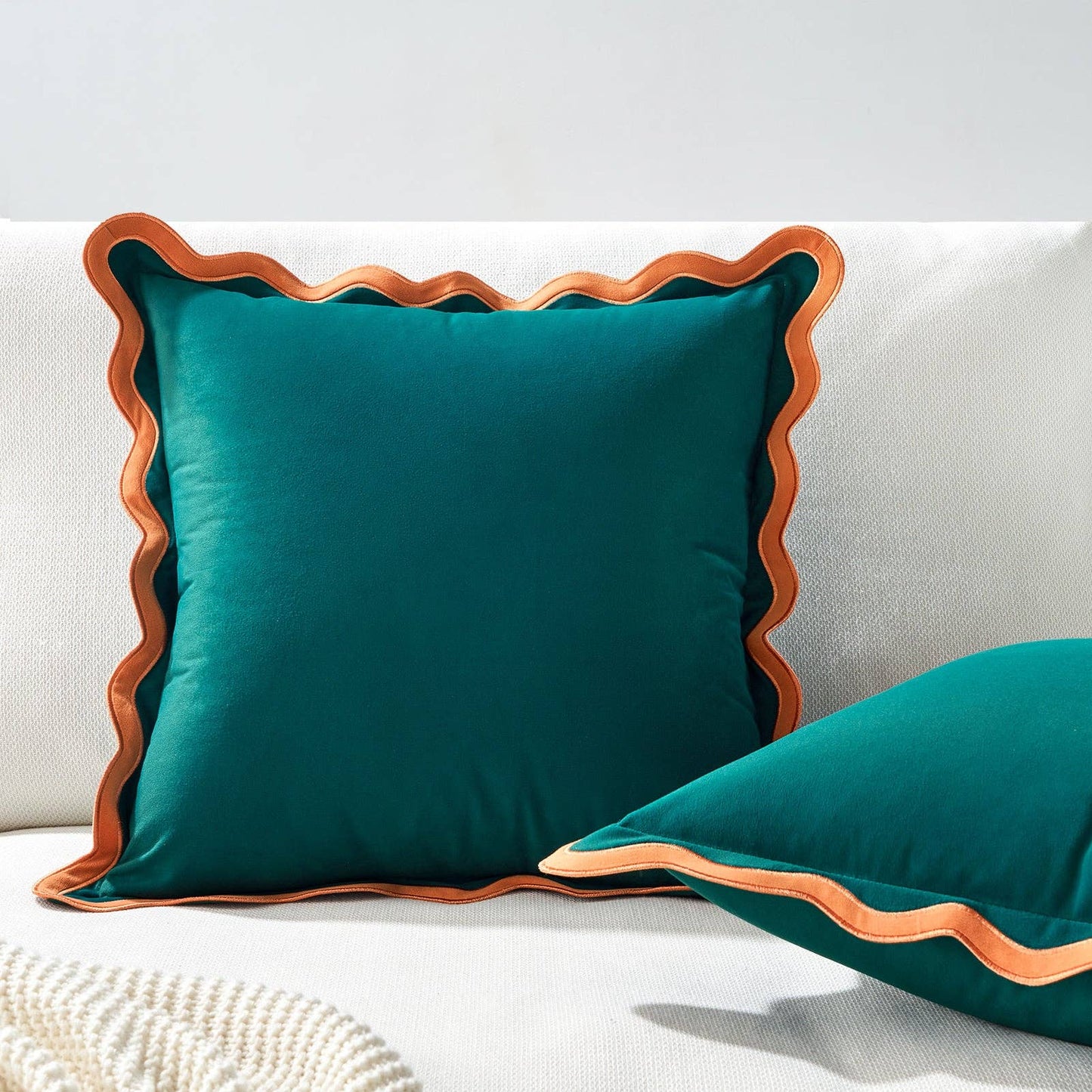 Maleku Pillow Covers Coral/Dark Teal 22"