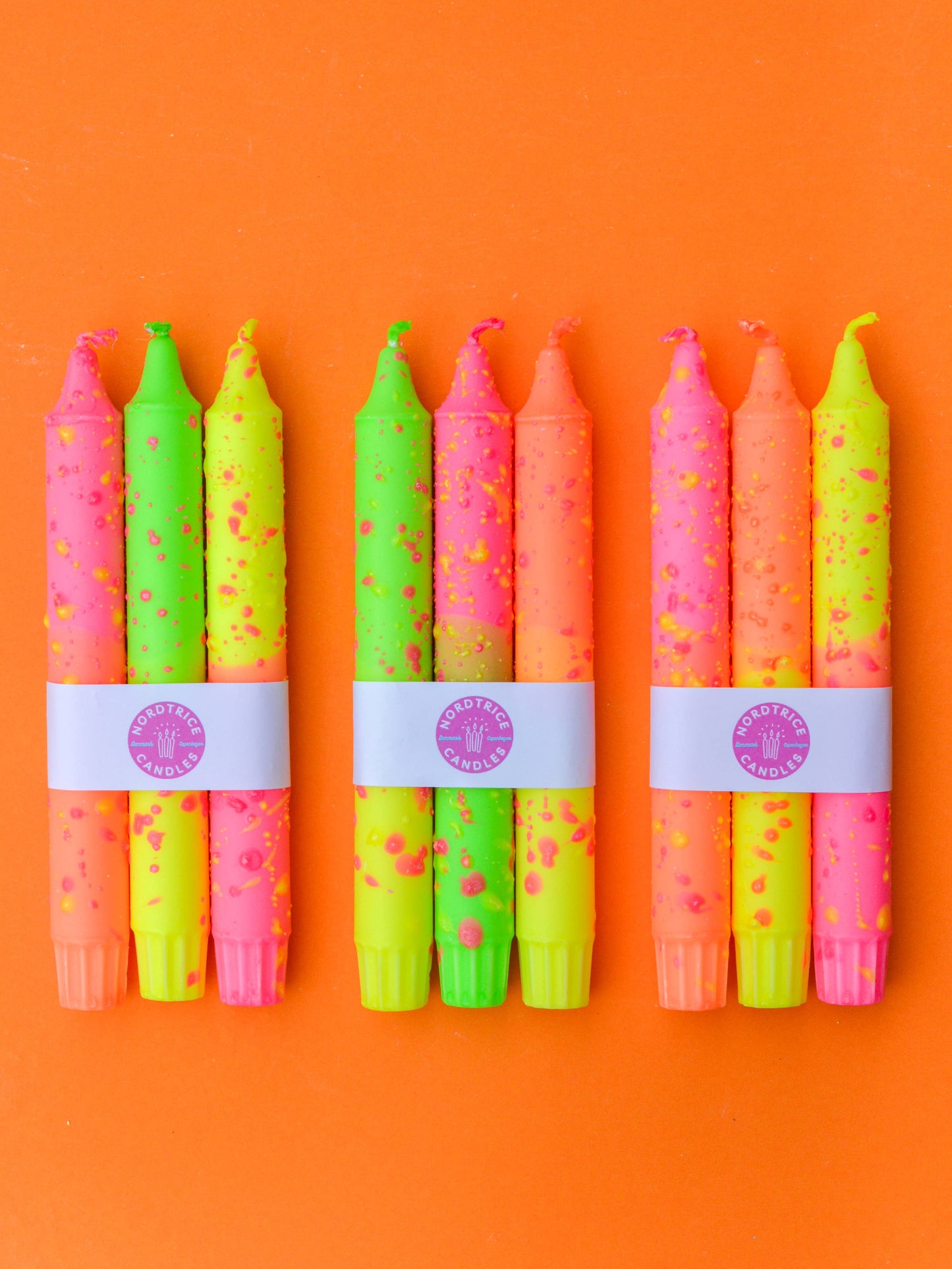 Taper candles- 3 pack/ Neon Orange