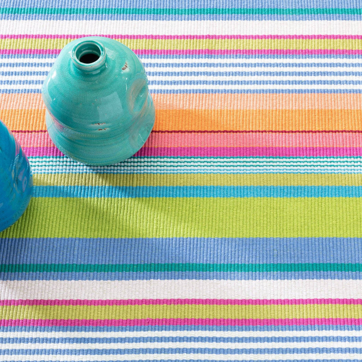 Mellie Stripe Handwoven Cotton Rug Door Mat | Multi 2x3