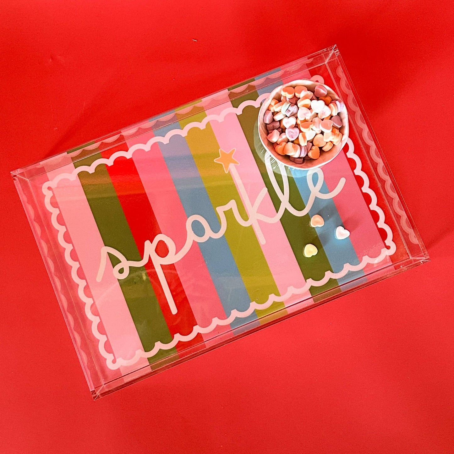 Holiday Sparkle Rectangular Acrylic Tray, 2 Sizes