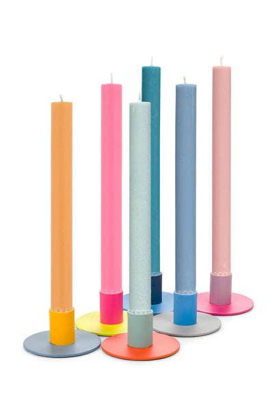 BRITISH COLOUR STANDARD - Mixed Set 1 - 6 x Small Two-Tone Metal Candleholders