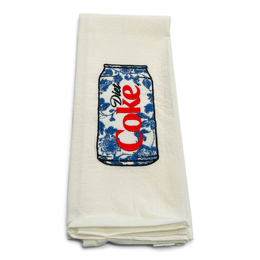 Chinoiserie Diet Coke Embroidered Cotton Towel