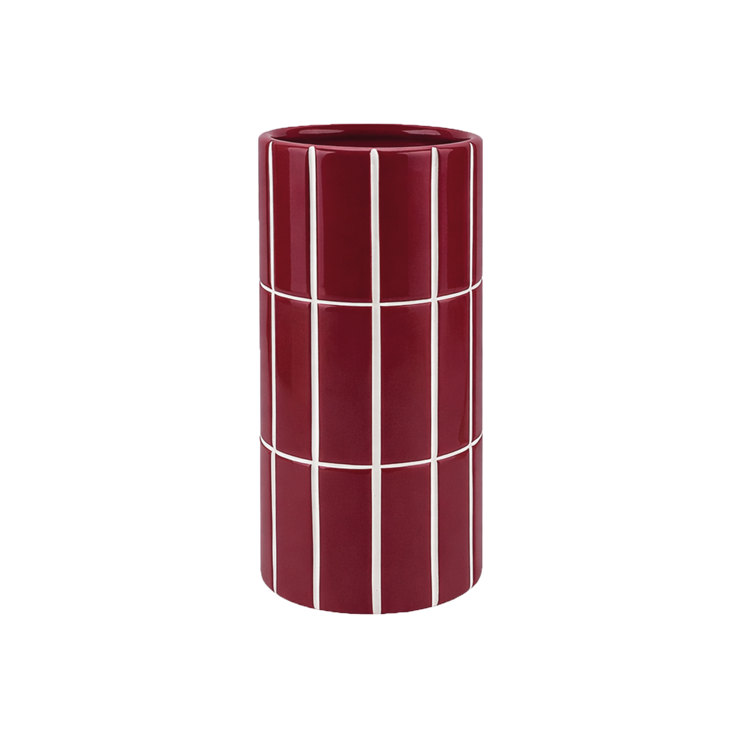 Burgundy tiled vase D10.5 H23 cm