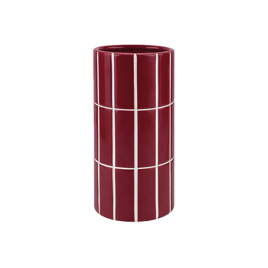 Burgundy tiled vase D10.5 H23 cm