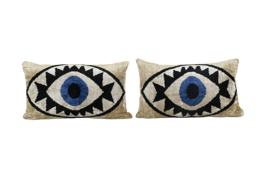 Silk Ikat Eye Velvet Pillow