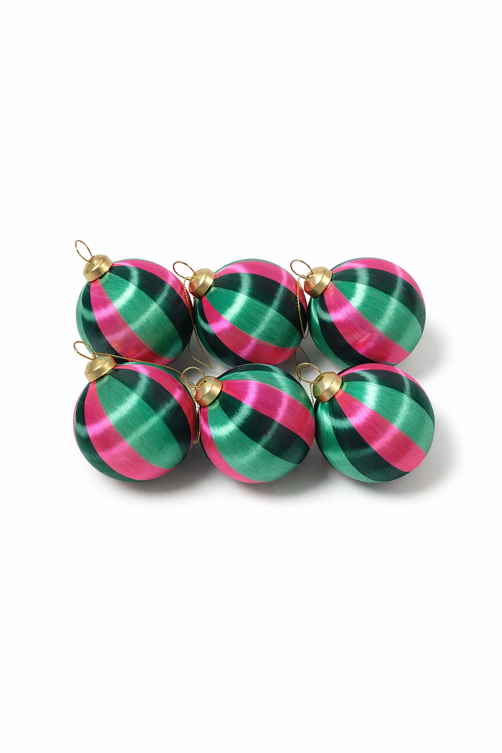Watermelon Satin Christmas Baubles | Set of 6