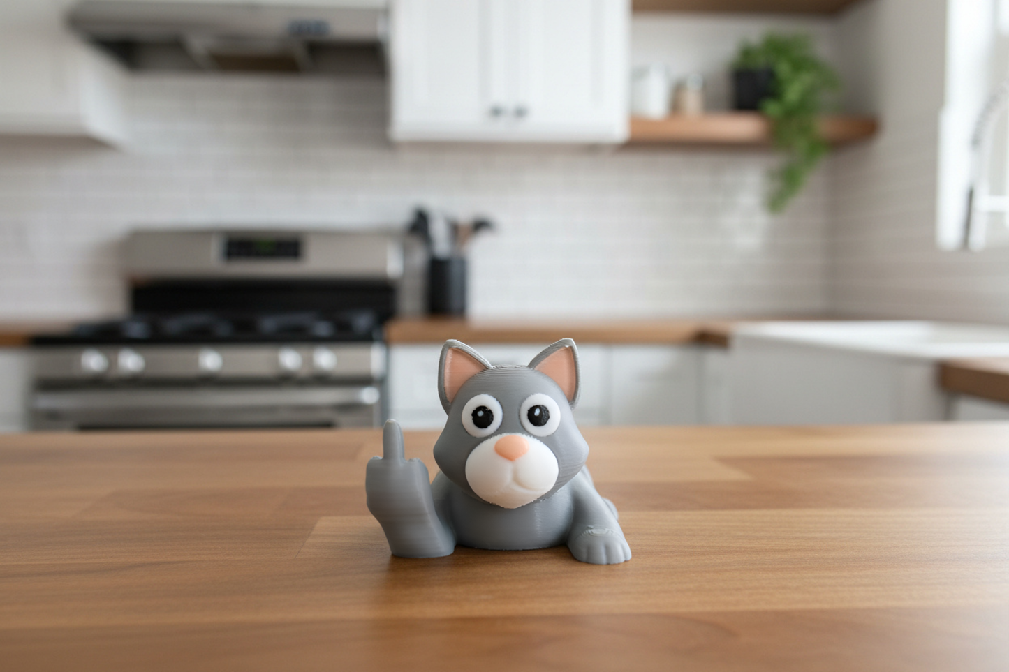 Cat Middle Finger Figurine, Funny Gag Gift