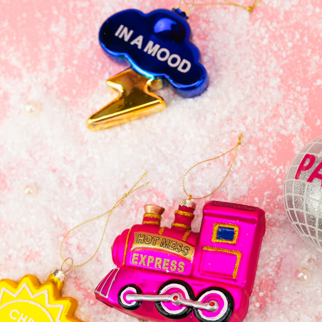 Hot Mess Express - Train Glass Ornament, Funny Holiday Gift