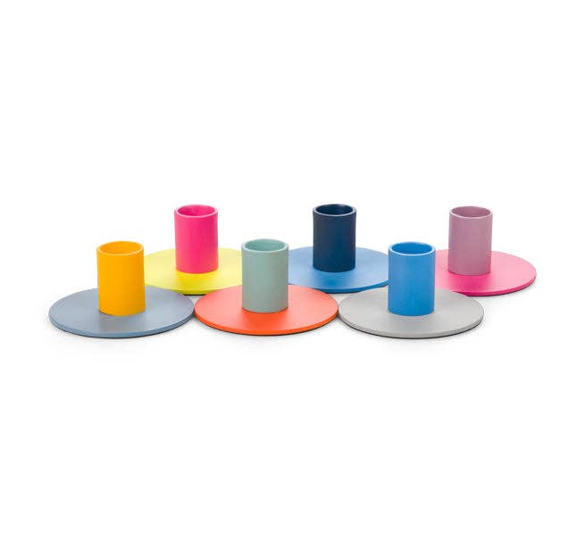 BRITISH COLOUR STANDARD - Mixed Set 1 - 6 x Small Two-Tone Metal Candleholders