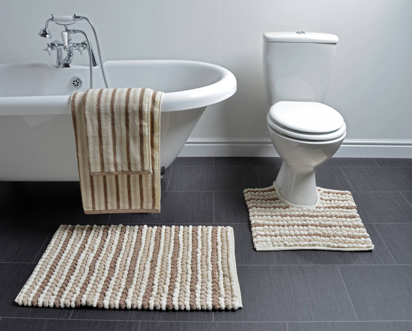 Striped Chunky Bobble Bath Mat - Super Soft & Absorbent