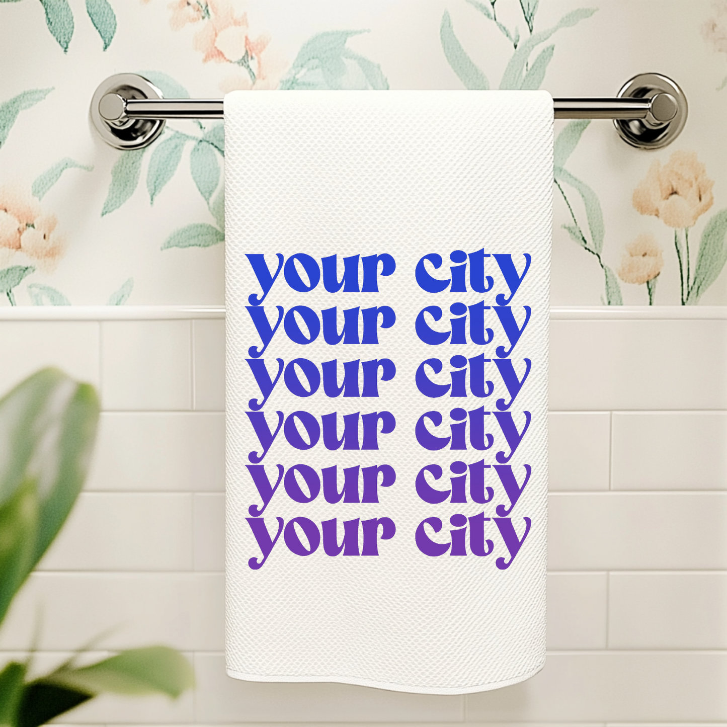 Colorful Kitchen Towels - Your City - Ombre, Customizable