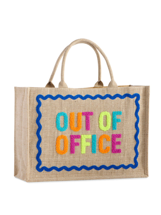 "OUT OF OFFICE" BEACH BAG,NATURAL